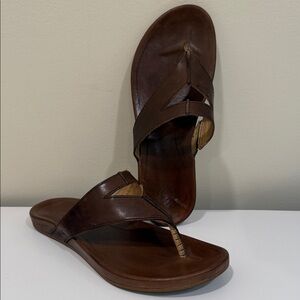 OluKai Karla’s Ko’o Women's  Brown Leather Sandals (sz 8)